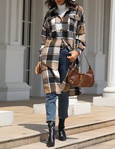 Casual Wool Blend Plaid Shirt Jacket