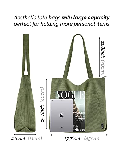 Corduroy Tote Bag - Green
