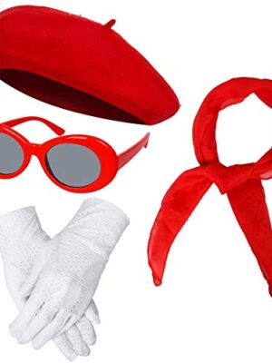 Beret Hat, Scarf, Gloves, Sunglasses Set