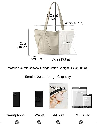 Tote Bag Canvas Casual Top Handle Satchel