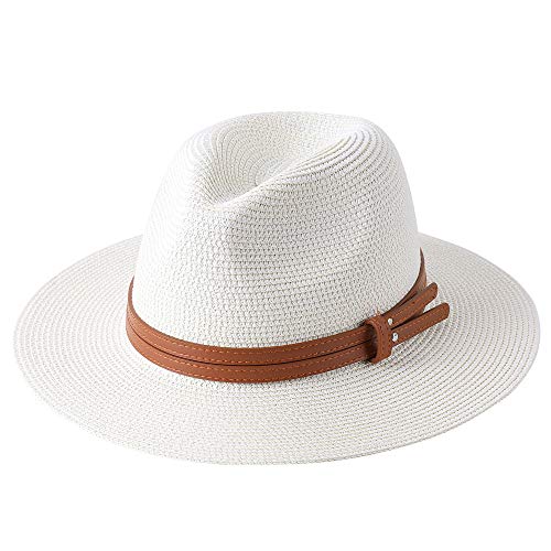 Panama Straw Hat UV Protection Fedora Beige
