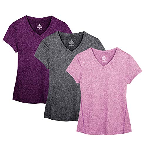 Workout V-Neck Short-Sleeve Tops, 3 Pack