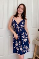 V Neck Floral Midi Sundress with Pockets