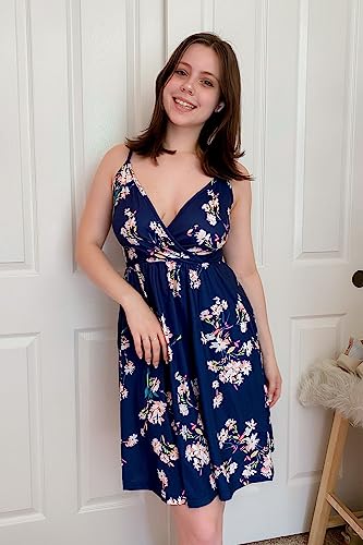 V Neck Floral Midi Sundress with Pockets