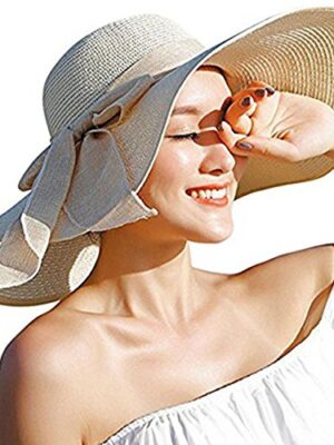 Big Bowknot Foldable Straw Sun Hat