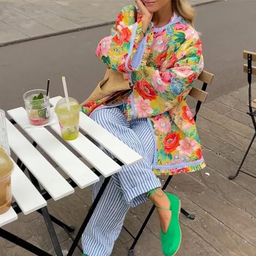 Cropped Floral Puffer Jacket