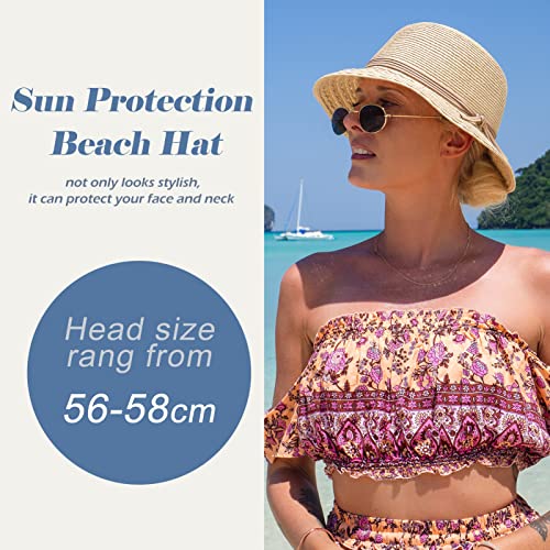 Beach Straw Sun Hat UPF 50 Packable