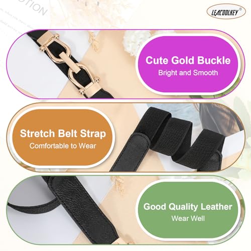 Skinny Elastic Belt with Gold Buckle