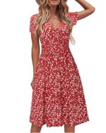 Summer V-Neck Floral Wrap Dress