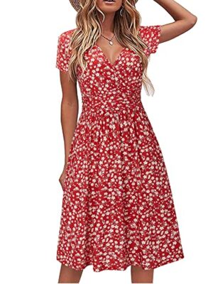 Summer V-Neck Floral Wrap Dress