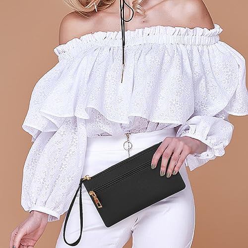 Leather Double Zipper Wristlet Wallet