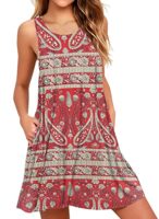 Summer Sleeveless Pleated Dress with Pocket