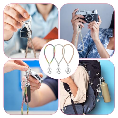3 PCS Rhinestone Wristlet Keychain