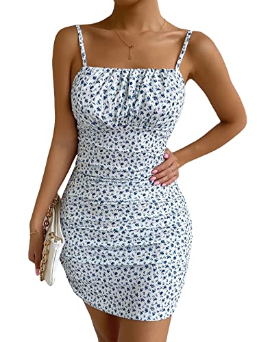 Floral Ruched Bodycon Mini Dress