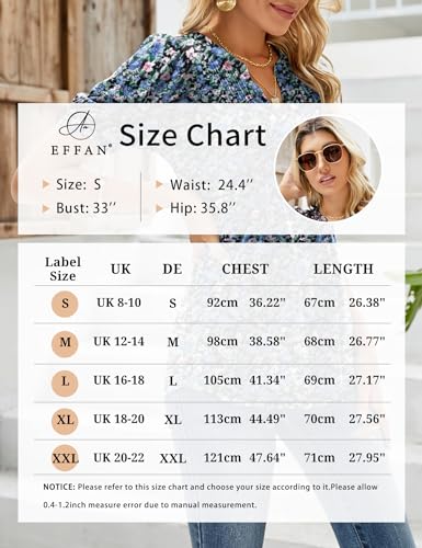 V Neck Puff Sleeve Floral Tunic Blouse