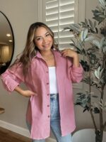Cotton Long Sleeve V-Neck Blouse
