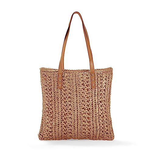Straw Shoulder Bag, Medium & Large, Leather Handles