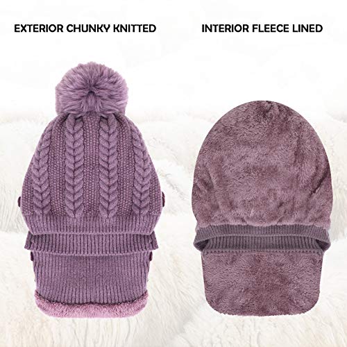 Winter Warm Knitted Cap & Neck Warmer Set