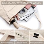 Corduroy Waterproof Tote Bag with Zipper, 35L