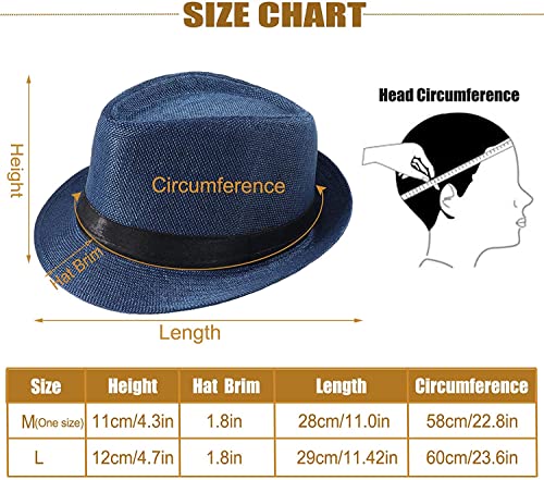 5 Pack Short Brim Fedora Summer Beach Hats