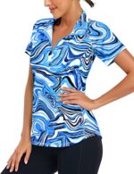 Short Sleeve Polo 1/4 Zip Up Sports Top