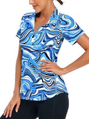 Short Sleeve Polo 1/4 Zip Up Sports Top