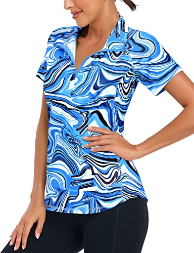 Short Sleeve Polo 1/4 Zip Up Sports Top