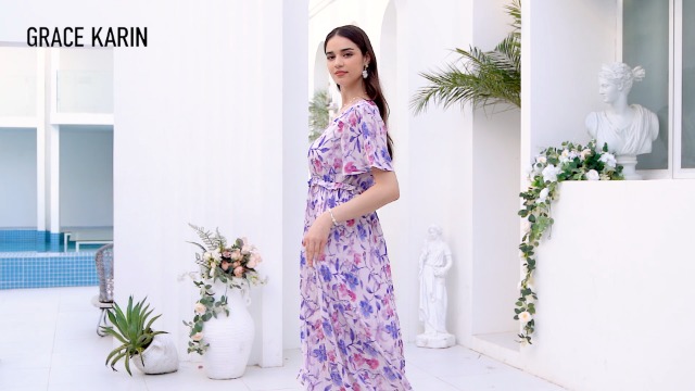 Floral V-Neck Short Sleeve Dress