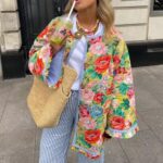 Cropped Floral Puffer Jacket
