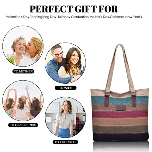 Striped Canvas Tote Bag