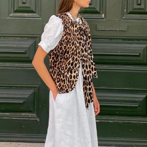 Vintage Leopard Print Sleeveless Vest
