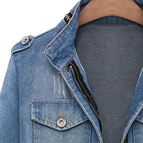 Casual Cropped Denim Jacket, Plus Size S-5XL
