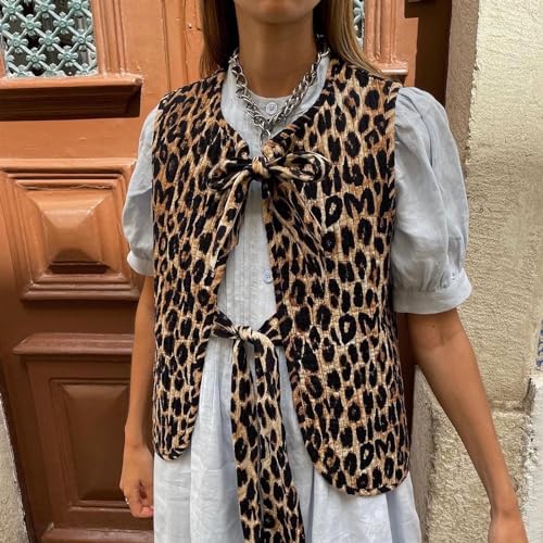 Vintage Leopard Print Sleeveless Vest