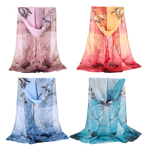 4 Pack Chiffon Sheer Scarves