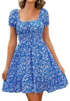 Summer Floral Puff Sleeve Mini Dress