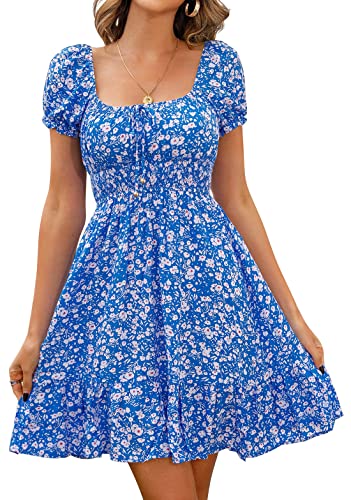 Summer Floral Puff Sleeve Mini Dress