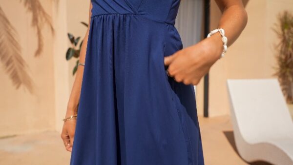 Summer V Neck Spaghetti Strap Dress with Pockets