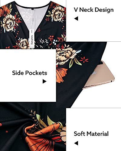 Short Sleeve V Neck Floral Midi Dress