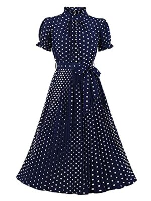 Polka Dots Pleated Midi Dress