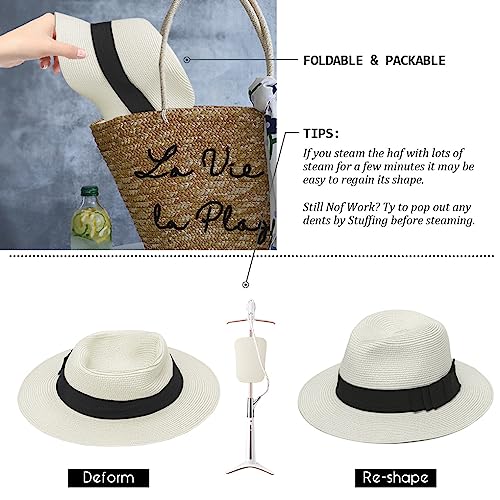 Wide Brim Straw Fedora Hat