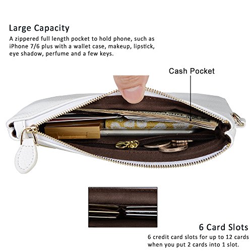 White Leather Clutch, Small Wristlet Wallet