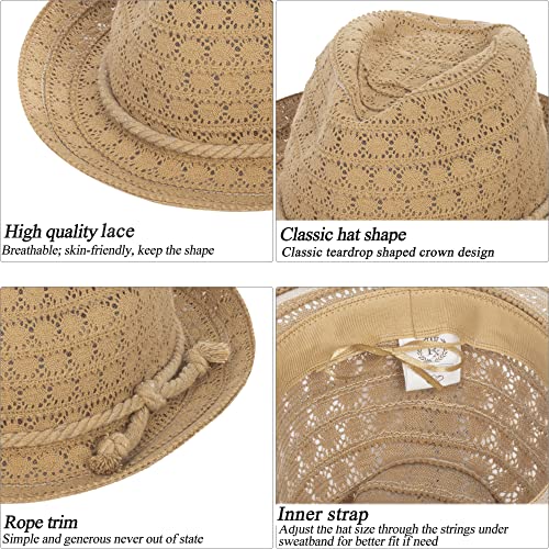 Lace Straw Fedora Hat