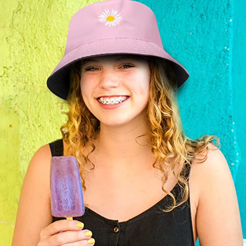 Daisy Embroidery Double-Side Bucket Hat