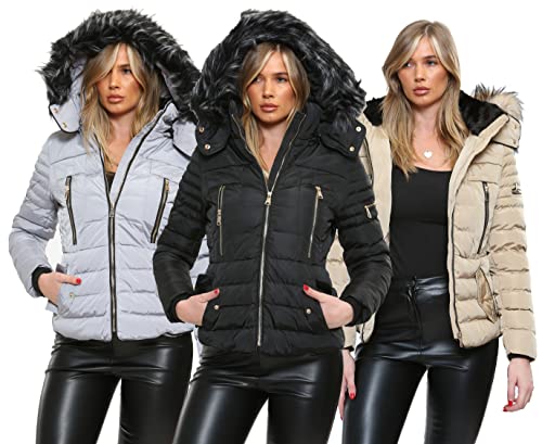 Kraftd Women's Winter Faux Fur Hooded Puffer Jacket