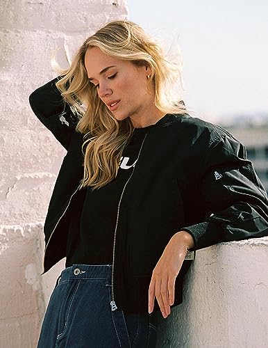 Quilted Bomber Jacket, Black, Size L
