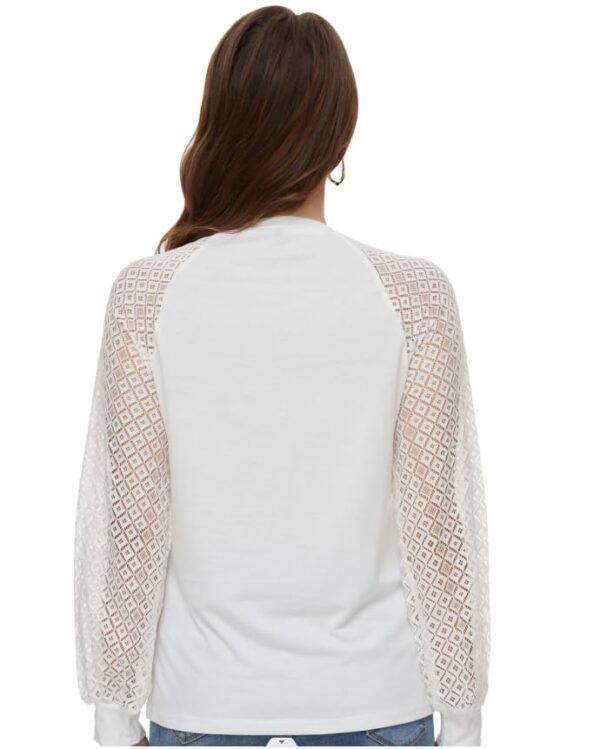 Long-Sleeved Lace Top, Round Neck