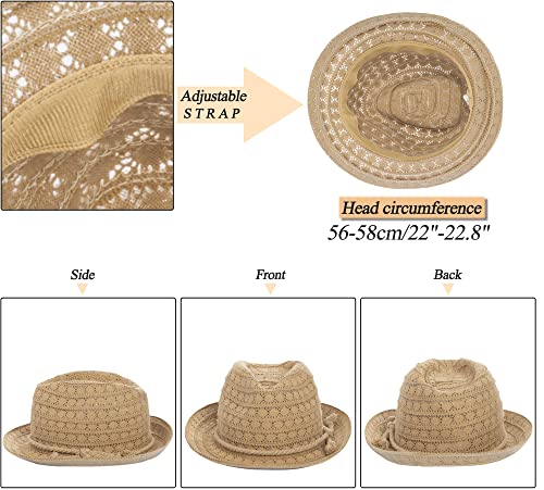 Lace Straw Fedora Hat