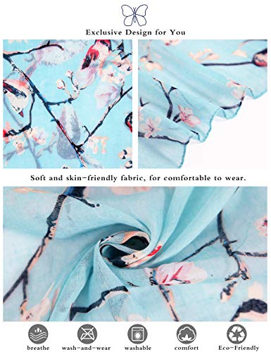 Bird Print Floral Scarf Shawl Wrap
