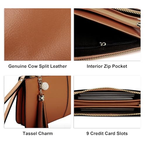 Leather Wristlet Clutch Purse, Large Wallet