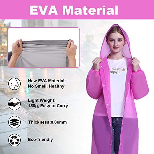 Waterproof Adult Poncho, 2PCS, Reusable, with Hoods